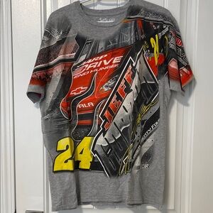Nascar Gray Tee with Red and Yellow Graphics